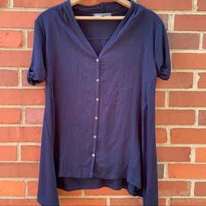 89th & Madison short sleeve navy blouse- S